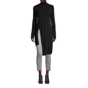 BCBG Black Asymmetrical Long Sleeve Tunic